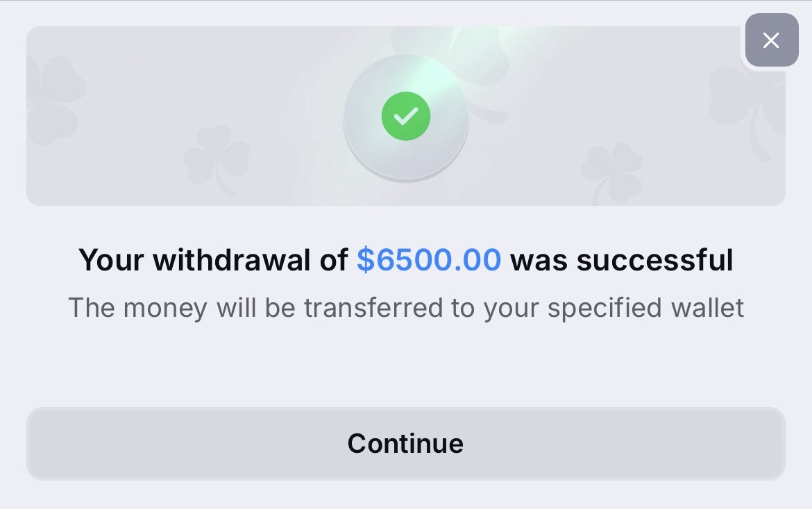 Confirmed payout of $4324 from lunaland